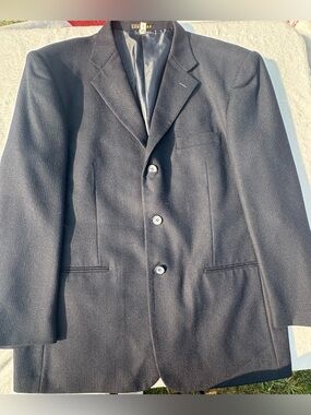 Loriano Collection Men’s 46R Black 100% Wool 3 Button Blazer Sport Coat